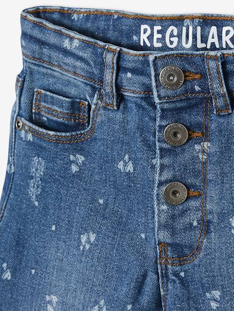 Rechte meisjesjeans met gebruikte details double stone+grijs - vertbaudet enfant 