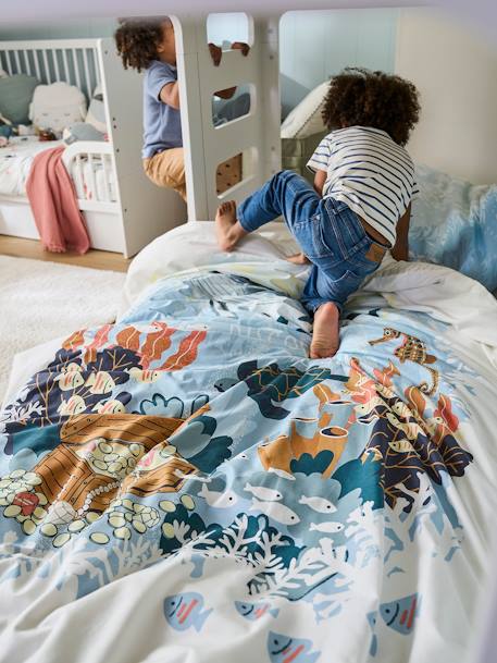 Set dekbedovertrek + kussensloop voor kinderen DEEP OCEAN Oeko-Tex® blauw/meerkleurig - vertbaudet enfant 