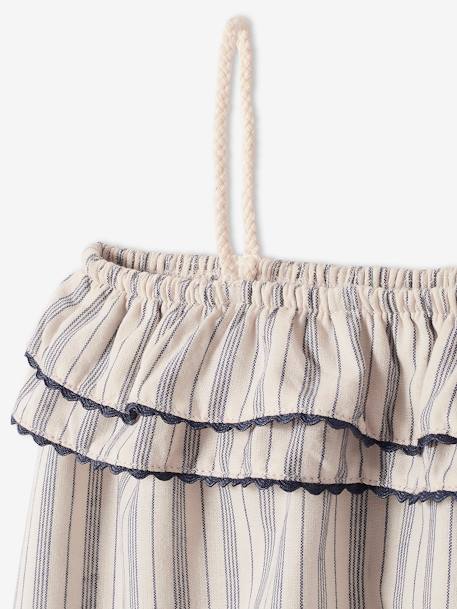 Geborduurde babyjurk met bandjes Lichtbeige met strepen - vertbaudet enfant 