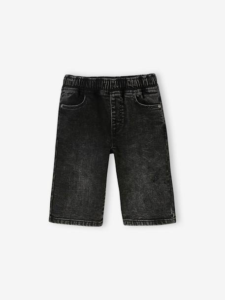 Jongensbermuda van fleece in denimlook zwart denim - vertbaudet enfant 