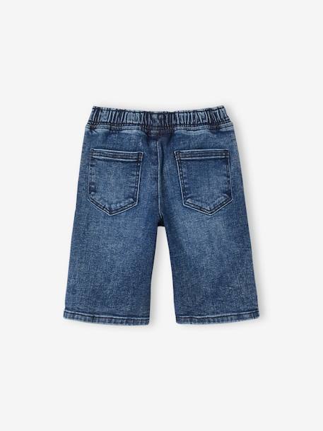 Jongensbermuda van fleece in denimlook stone+zwart denim - vertbaudet enfant 