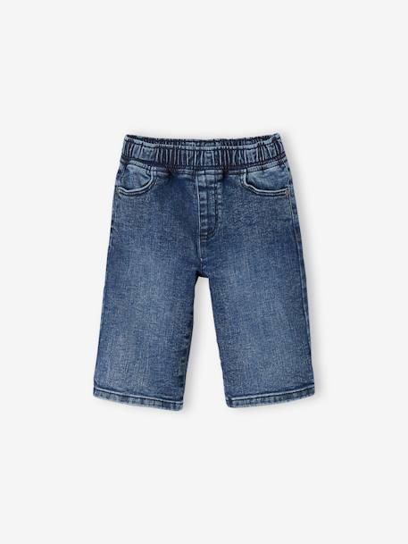 Jongensbermuda van fleece in denimlook stone+zwart denim - vertbaudet enfant 