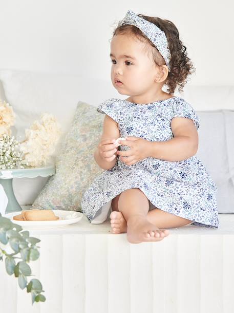 Feestelijke babyjurk met bloemen wit met print - vertbaudet enfant 