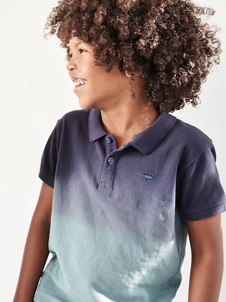 Jongenspolo Dip & Dye donkerblauw indigo - vertbaudet enfant 