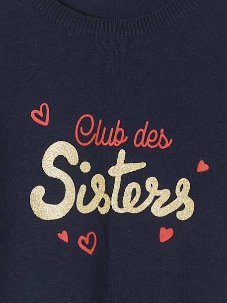Meisjestrui met iriserende tekst in reliëf marine zussenclub - vertbaudet enfant 