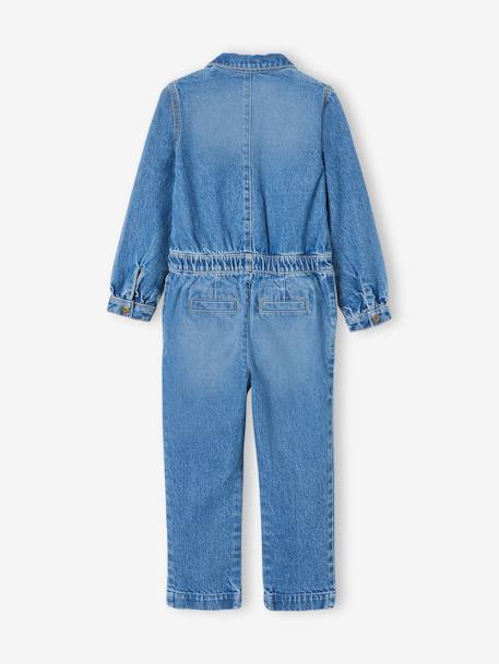 Meisjesjumpsuit van jeanstof 'worker'-stijl stone - vertbaudet enfant 