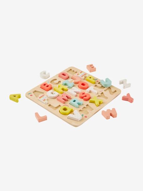 Puzzelletters om in te bedden in hout meerkleurig+roze - vertbaudet enfant 