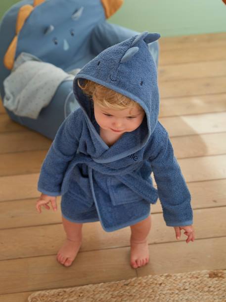 Personaliseerbare kinderbadjas KLEINE DINO Oeko-Tex® blauw - vertbaudet enfant 