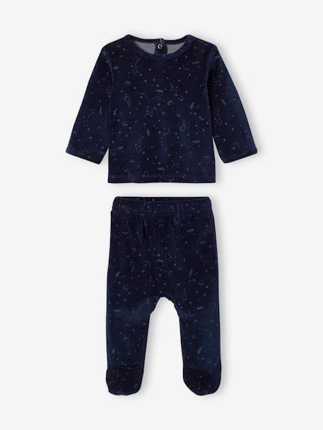 Set van 2 fluwelen pyjama's voor babyjongens met fosforescerende planeten set inkt - vertbaudet enfant 