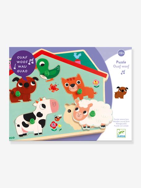 Puzzel met geluid Woef Woef - DJECO blauw - vertbaudet enfant 