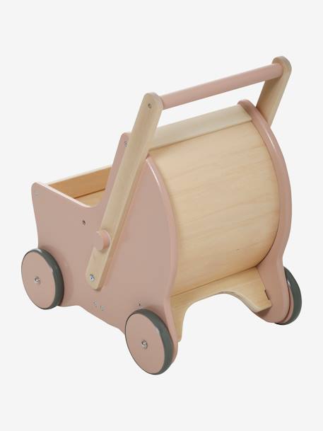 2-in-1 poppenwieg van hout roze+wit - vertbaudet enfant 