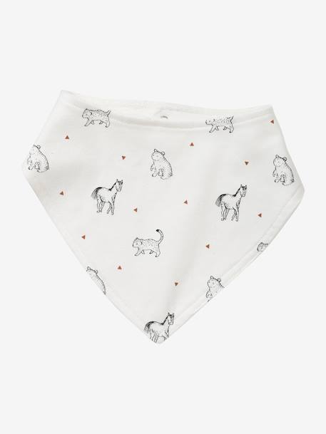 Set van 2 slabbetjes bandana Petit Nomade caramel set met ivoorprint - vertbaudet enfant 