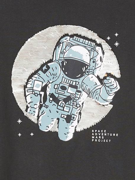 T-shirt voor jongens met astronautenthema en dubbelzijdige lovertjes ANTRACIETGRIJS+gemêleerd grijs - vertbaudet enfant 