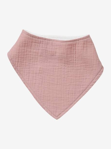 Set met 3 bandanaslabbetjes van badstof en katoengaas. roze - vertbaudet enfant 