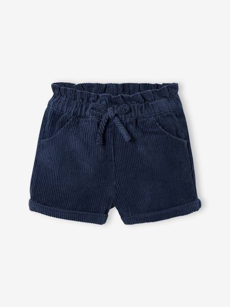 Corduroy short voor meisjesbaby hazelnoot+marineblauw - vertbaudet enfant 