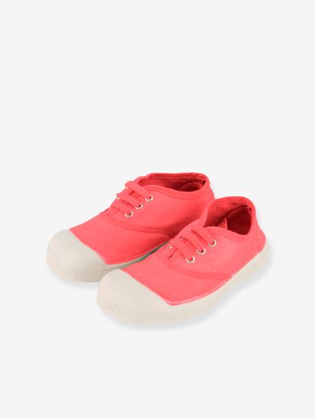 Katoenen tennisschoenen voor kinderen met vetersluiting BENSIMON® groen+rozen - vertbaudet enfant 