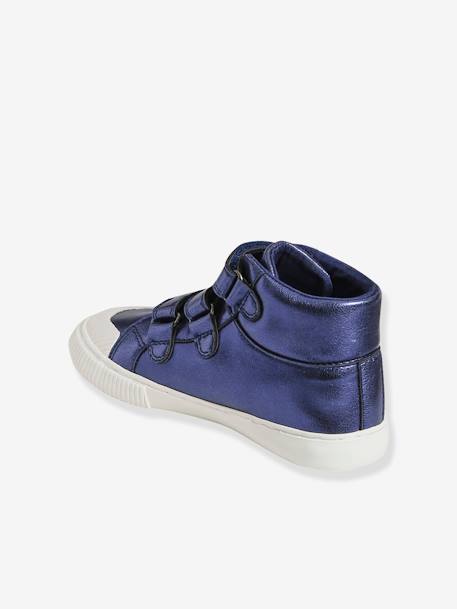 Klittenband halfhoge sneakers meisje metallic blauw - vertbaudet enfant 