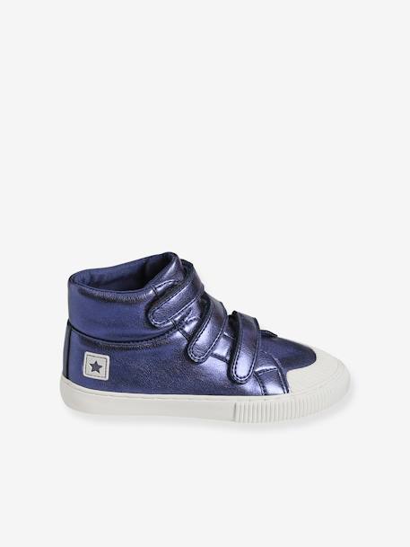 Klittenband halfhoge sneakers meisje metallic blauw - vertbaudet enfant 