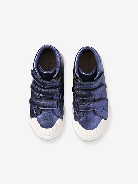 Klittenband halfhoge sneakers meisje metallic blauw - vertbaudet enfant 