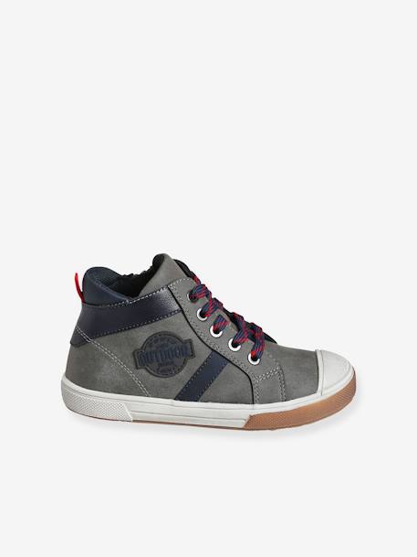 Hoge sneakers voor jongens met veters en klittenband grijs - vertbaudet enfant 