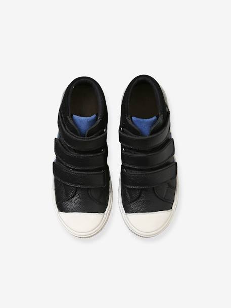 Hoge leren sneakers jongens bruin+zwart - vertbaudet enfant 