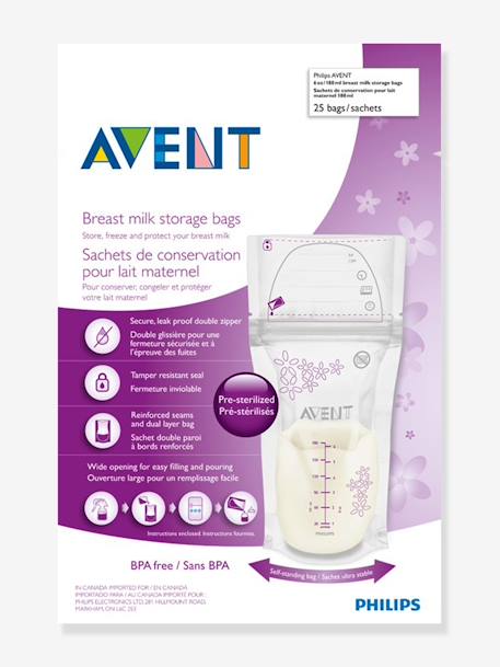 Set van 25 Philips AVENT bewaarzakjes voor moedermelk TRANSPARANT - vertbaudet enfant 