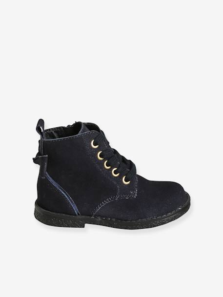 Leren boots voor meisjes kleutercollectie marineblauw - vertbaudet enfant 