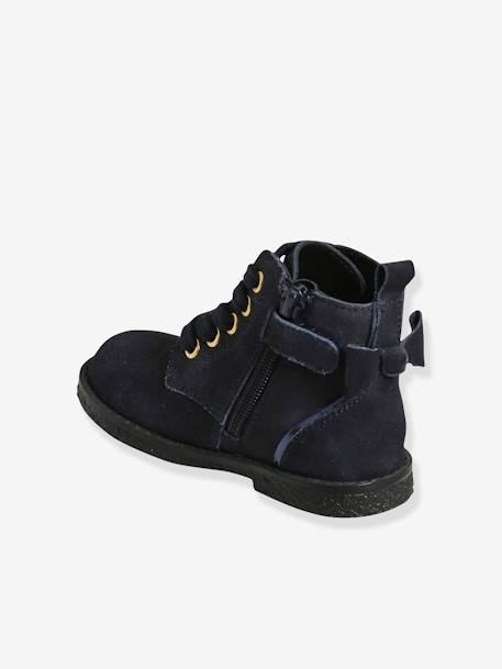 Leren boots voor meisjes kleutercollectie marineblauw - vertbaudet enfant 