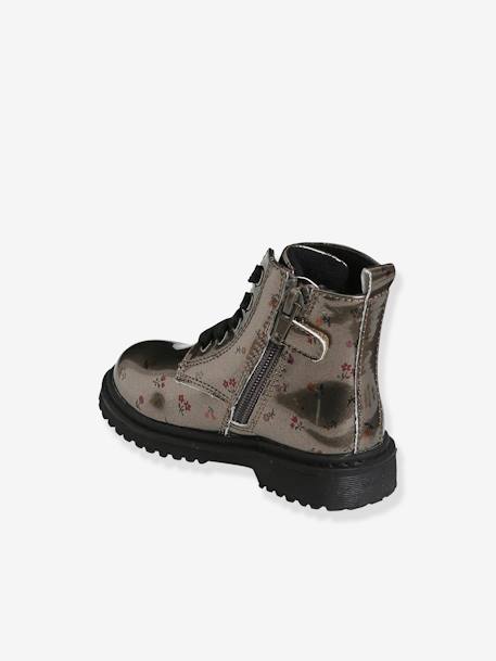 Bottines met print, veters en rits voor babymeisjes Zilveren BOB bloemen - vertbaudet enfant 