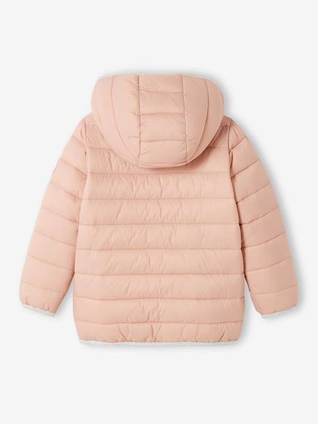 Lichtgewicht omkeerbaar meisjesjack met capuchon en gerecyclede polyester voering 6306+antraciet met print+nachtblauw+roze met print - vertbaudet enfant 