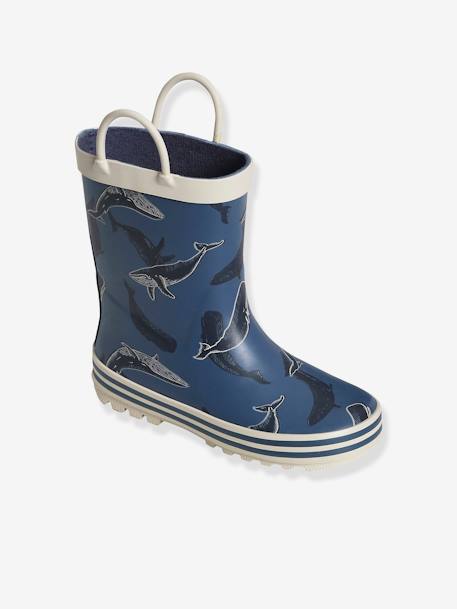 Jongens regenlaarzen met print kleutercollectie donkerblauw met print - vertbaudet enfant 