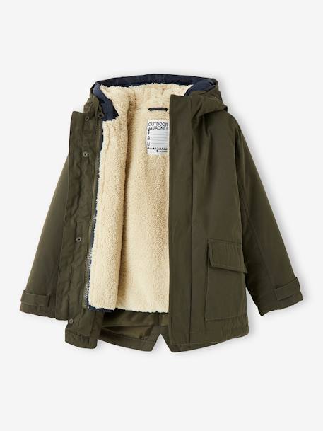 3-in-1-parka voor baby met afneembaar vest felblauw+grijsblauw+kaki+Marinegrijs+pecannoot - vertbaudet enfant 