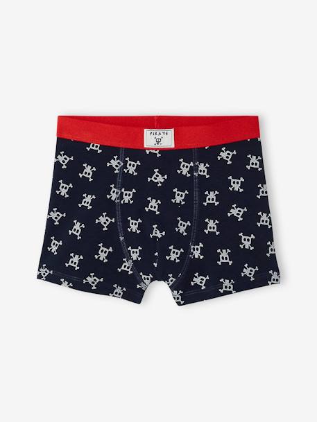 Set met 5 stretch boxers 'piraten' voor jongens Set marineblauw en rood - vertbaudet enfant 