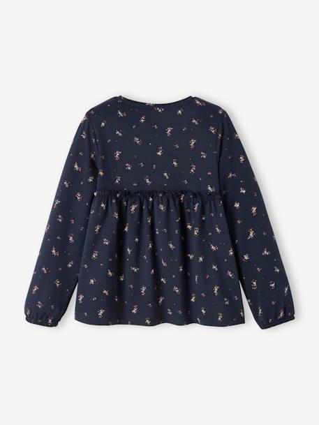 Shirtblouse met print voor meisjes donkerbruin+marineblauw+roze (poederkleur) - vertbaudet enfant 