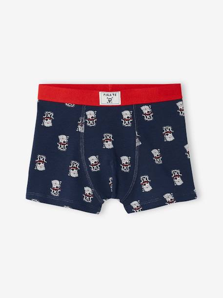 Set met 5 stretch boxers 'piraten' voor jongens Set marineblauw en rood - vertbaudet enfant 