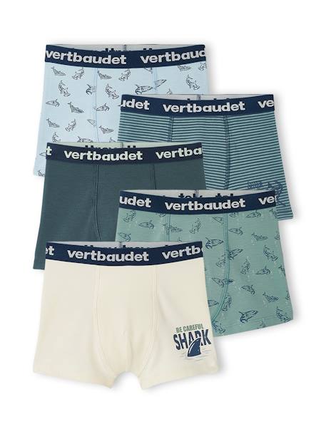 Set met 5 stretch boxers 'haaien' voor jongens Set blauw - vertbaudet enfant 