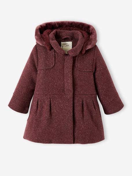 Meisjesjas van wol MARINE GRIJS+PURPER - vertbaudet enfant 