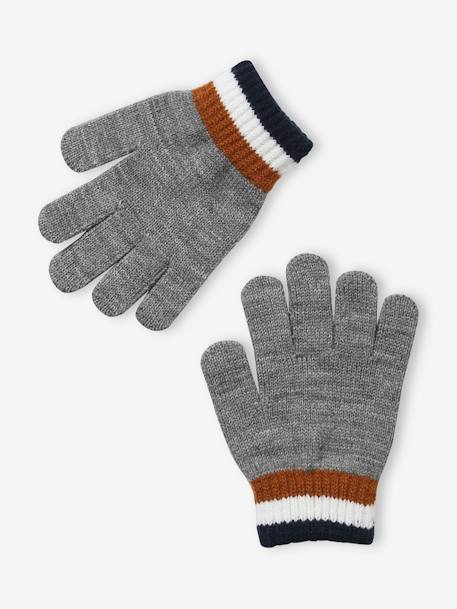 Set muts + snood + handschoenen voor jongens van geribbeld tricot grijs+marine - vertbaudet enfant 