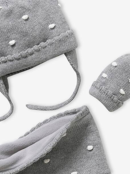 Set van babymeisjes muts + snood + wanten met stippen Donkergrijs gechineerd - vertbaudet enfant 