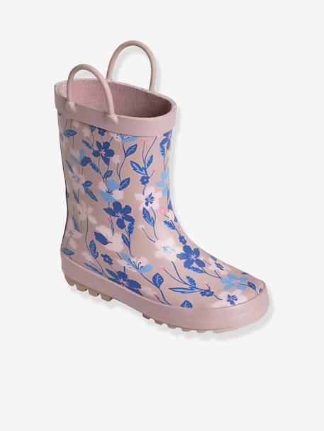 Meisjes regenlaarzen met print kleutercollectie roze met bloemen - vertbaudet enfant 