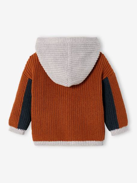 Tricot babyvestje met capuchon roest - vertbaudet enfant 