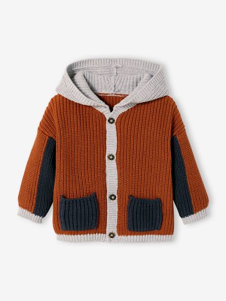 Tricot babyvestje met capuchon roest - vertbaudet enfant 