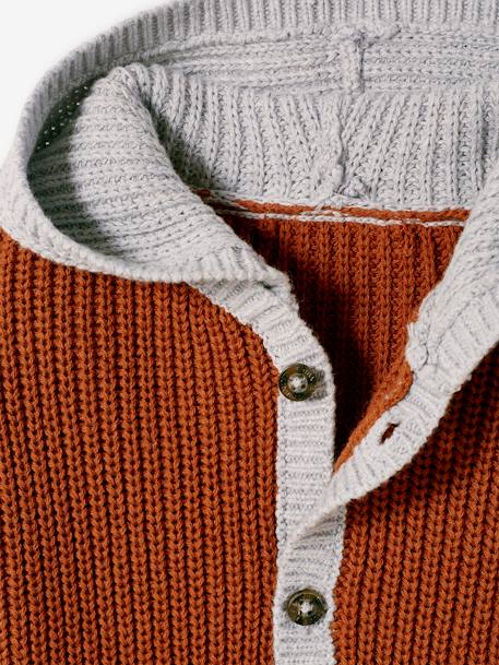 Tricot babyvestje met capuchon roest - vertbaudet enfant 