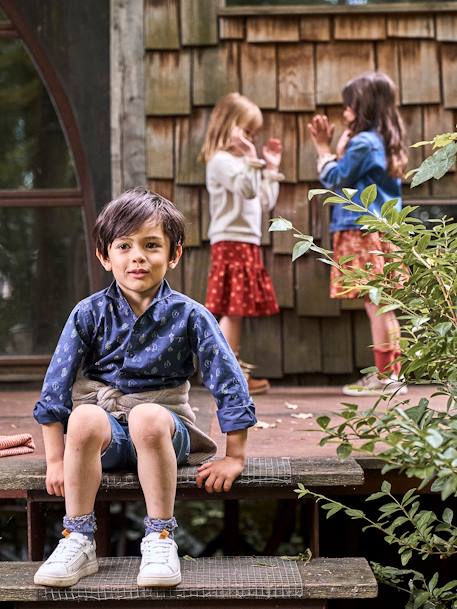 Jongenshemd met motief gipsy donker leisteenblauw bedrukt - vertbaudet enfant 