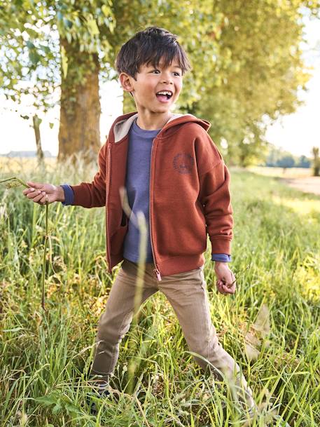 Slim fit jongensbroek Morphologik 'waterless' heupomtrek large BEIGE+HAZELNOOT - vertbaudet enfant 