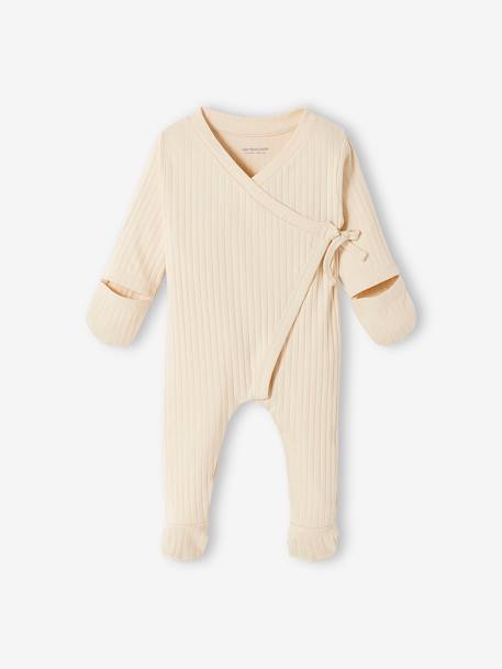 Gebreide baby jumpsuit en muts zand - vertbaudet enfant 