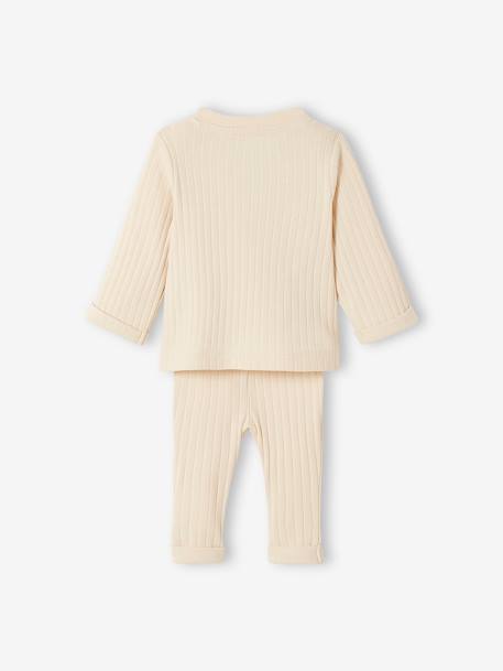 Gebreide set met babyshirt en broek zand - vertbaudet enfant 