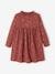 Meisjesjurk beige+bordeauxrood met print - vertbaudet enfant 