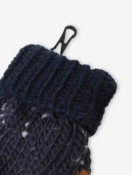 Gestreepte set van muts + snood + handschoenen voor jongens marine - vertbaudet enfant 