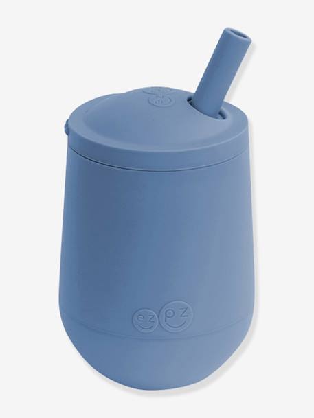 Oefenbeker met rietje EZPZ Mini Cup van siliconen blauw+rozen+saliegroen - vertbaudet enfant 